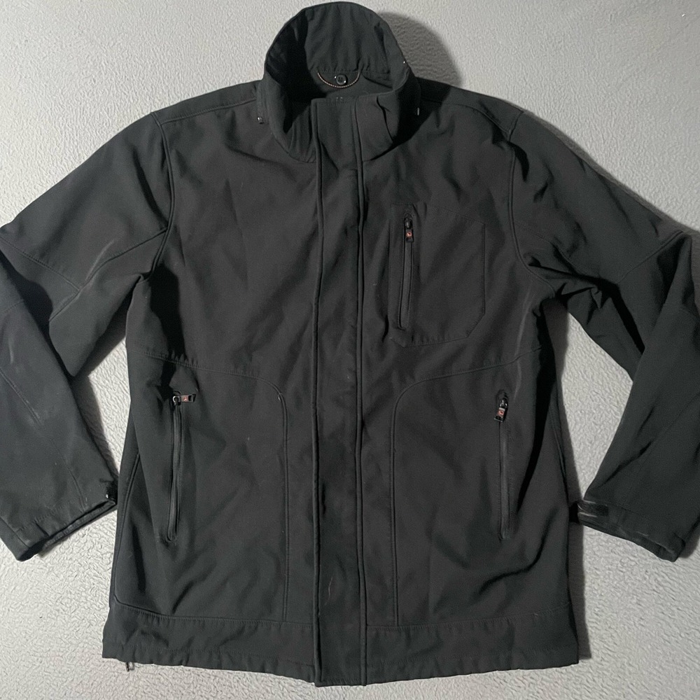 Hawke & Co‎ Sports Jacket Mens Medium Black Full Zip Performance Work Soft Shell